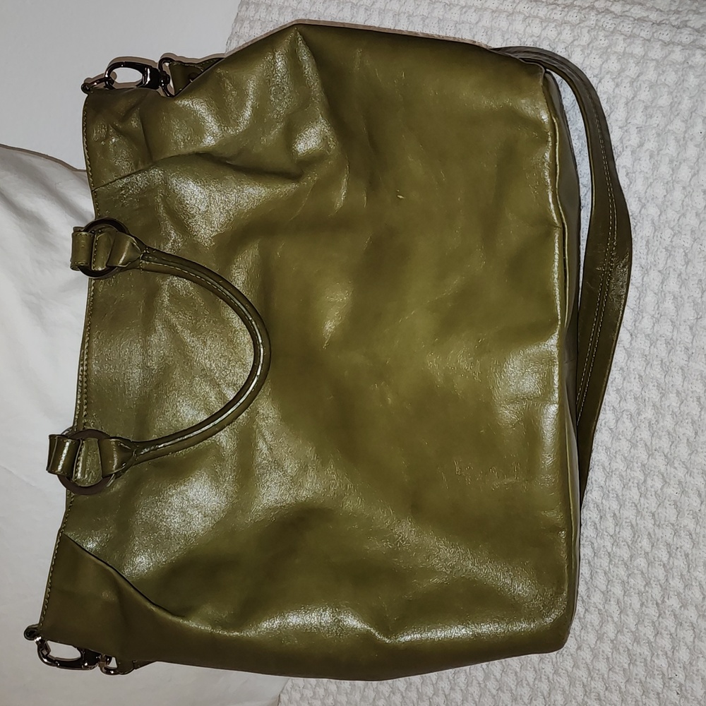 Hobo olive large leather bag